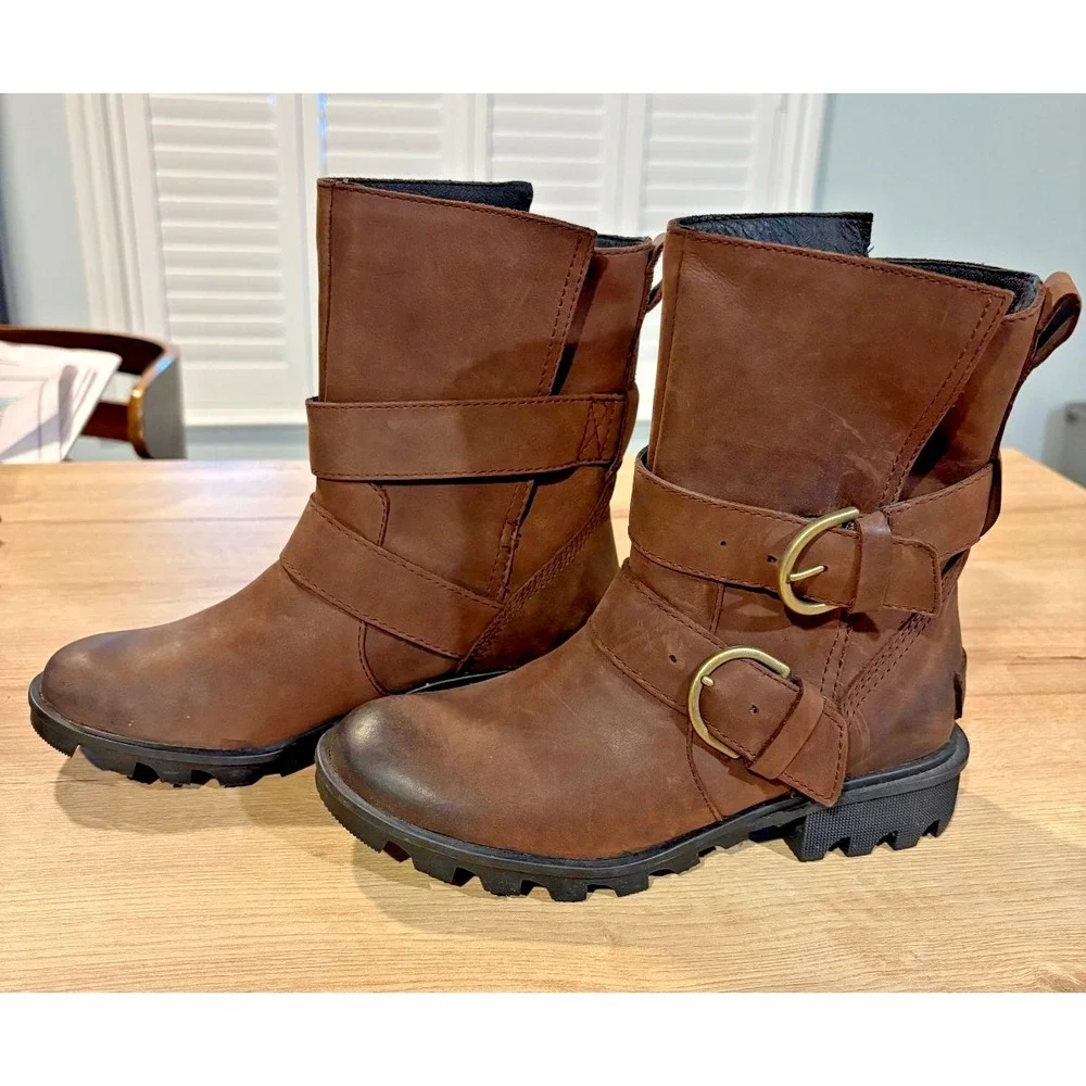 Sorel Womens brown mid calf‎ slip-on waterproof boot outdoors 5.5